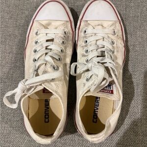 Converse Cream Canvas Sneakers Womens 8